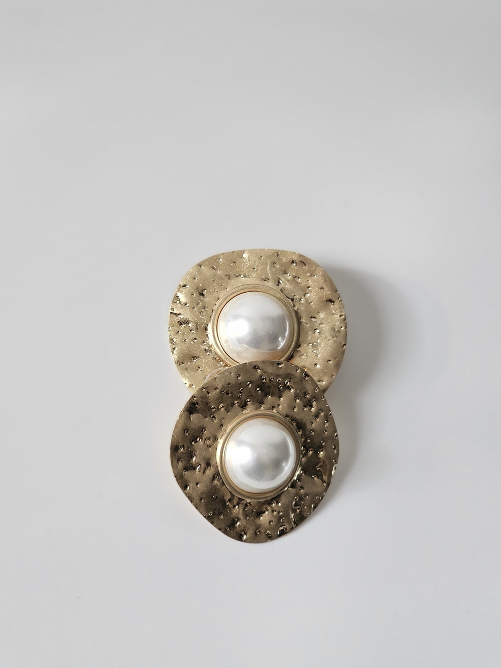 Gold-Tone Pearl Center Dome Earrings